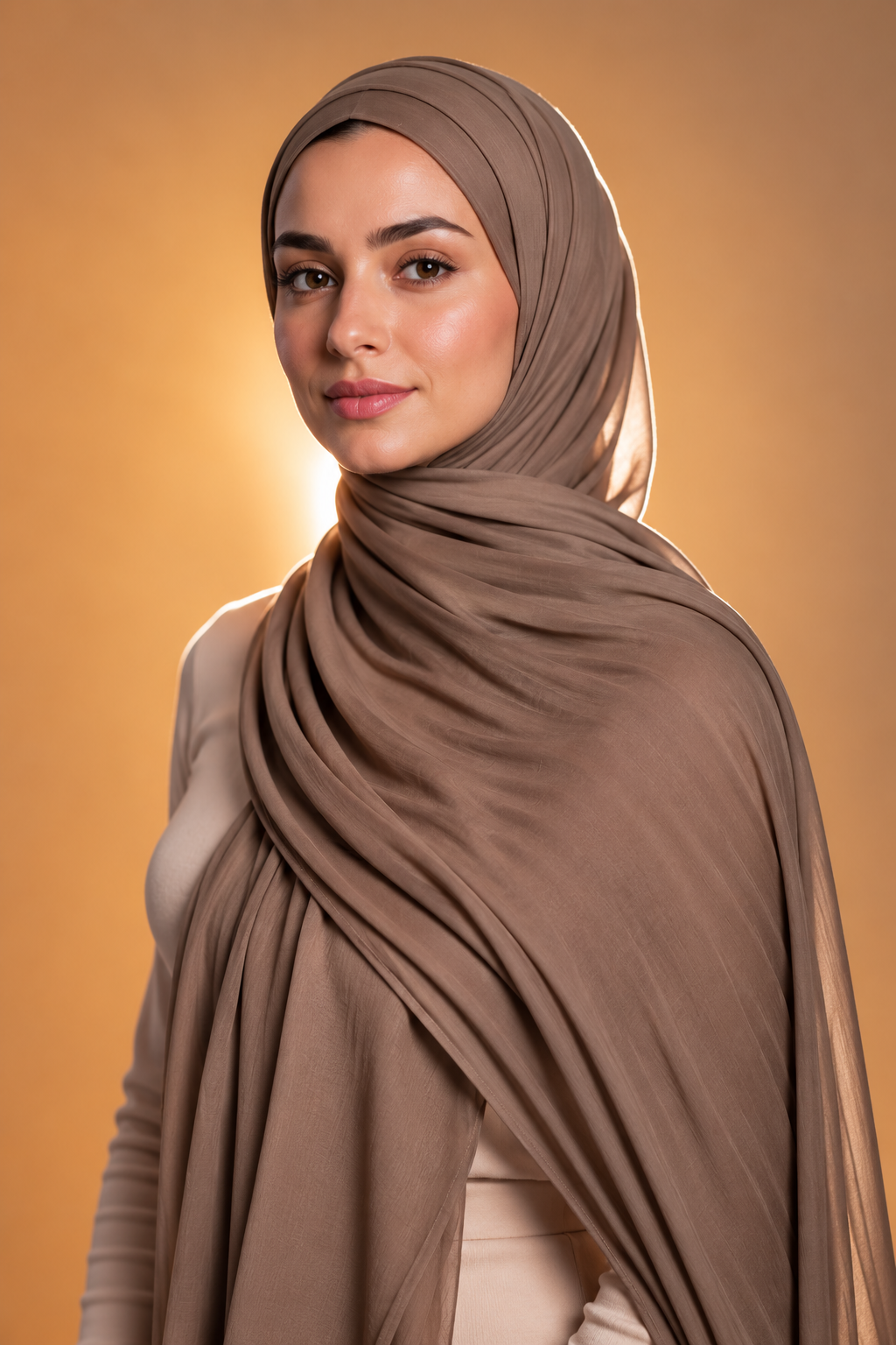 Mocha soft stretch jersey hijab by Al Emira