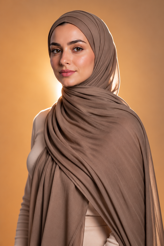Mocha soft stretch jersey hijab by Al Emira