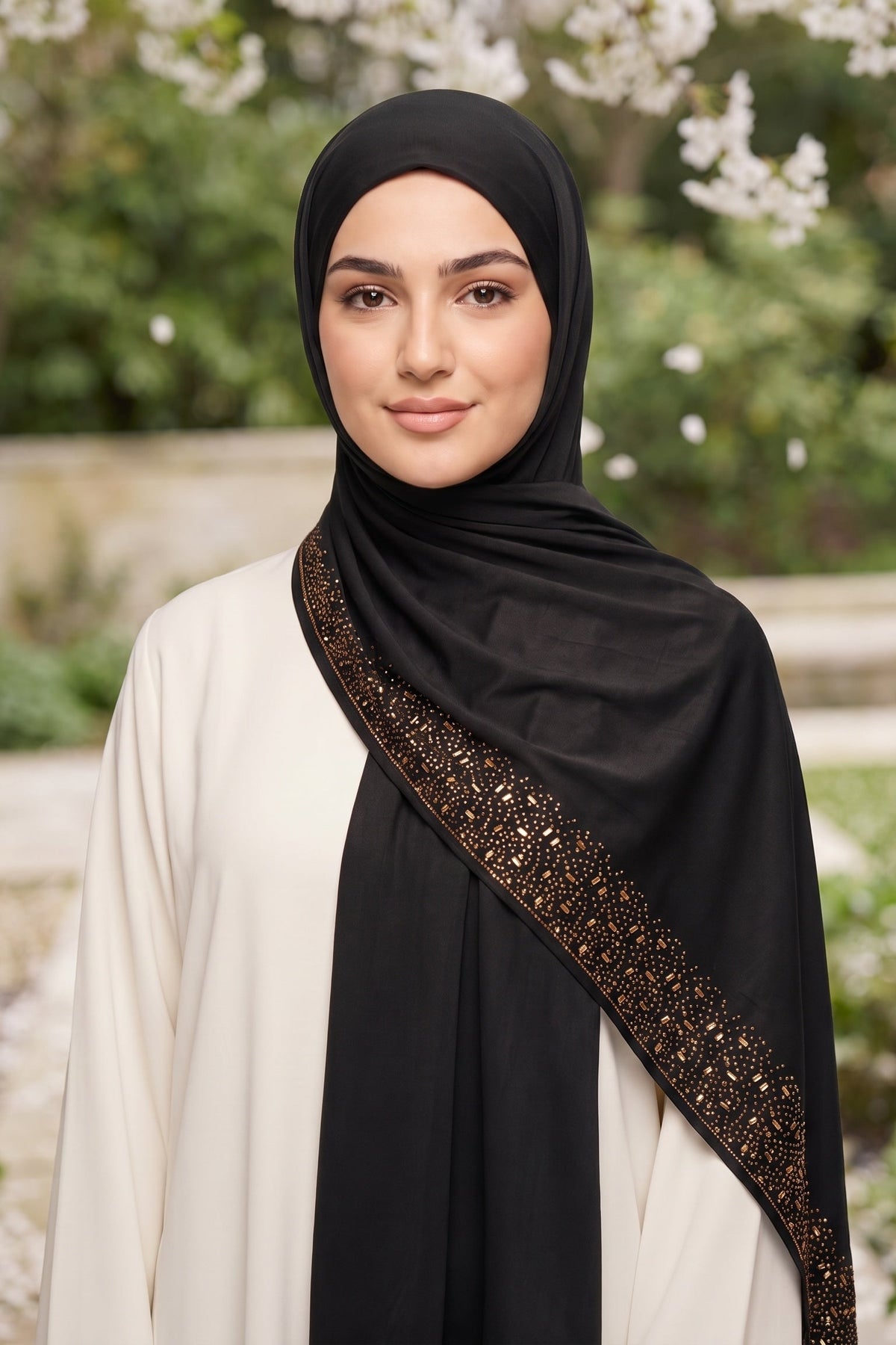 Jet Black stretch jersey hijab by Al Emira UK