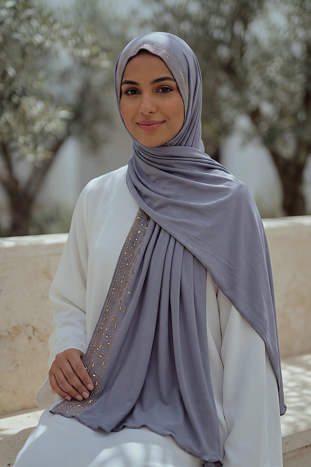 Al Emira Periwinkle liquid jersey hijab for everyday wear