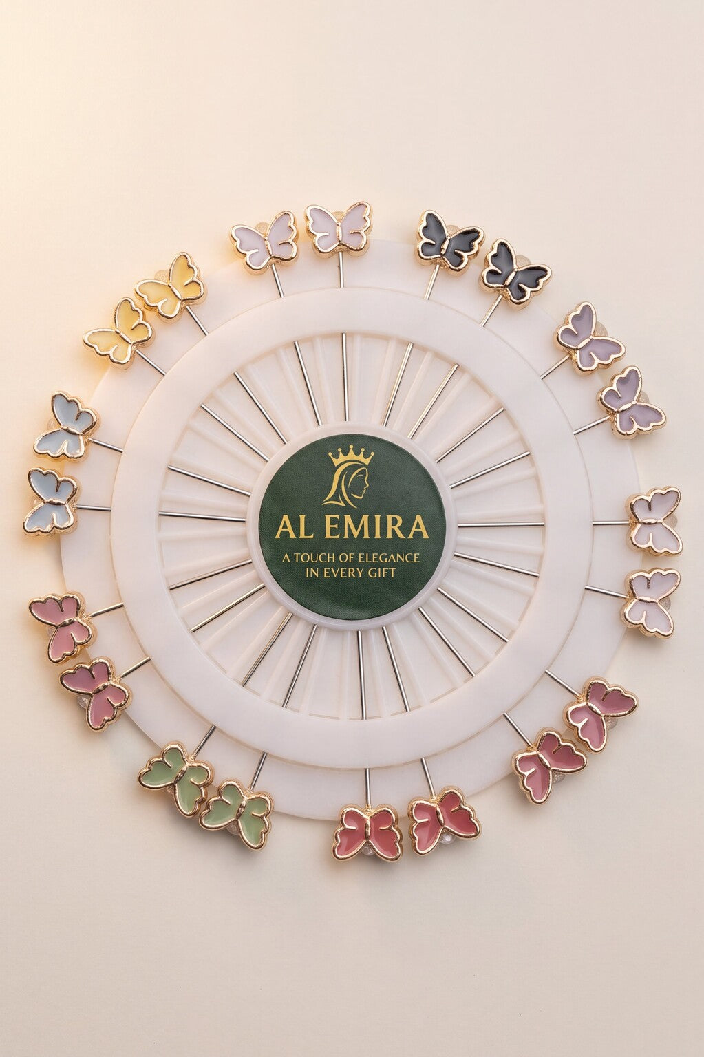 Golden butterfly hijab pins, alternate view