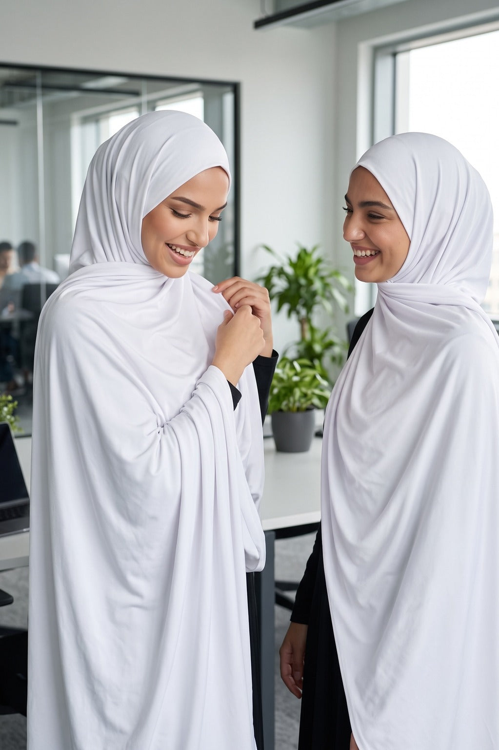 Al Emira White plain hijab for everyday wear