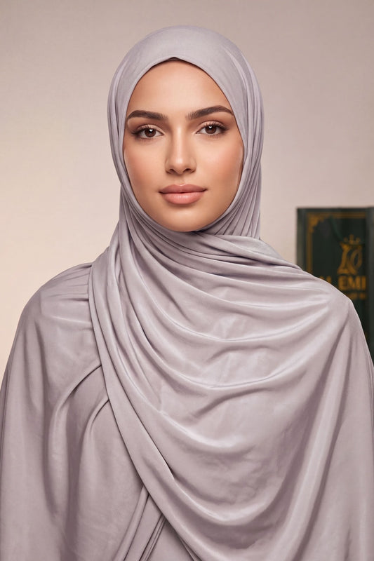Slate plain liquid jersey hijab by Al Emira