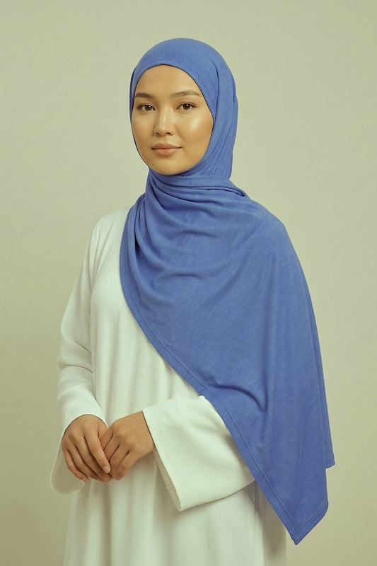Cornflower Silora cotton jersey hijab by Al Emira