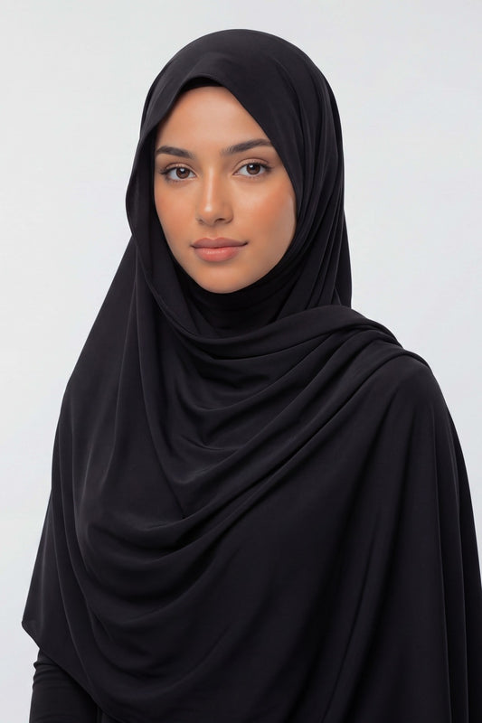 Onyx plain liquid jersey hijab by Al Emira