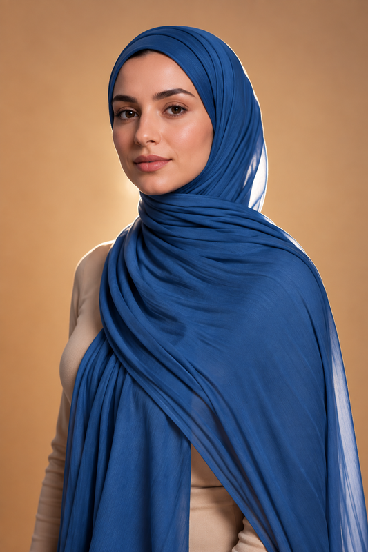 Navy blue soft stretch jersey hijab by Al Emira
