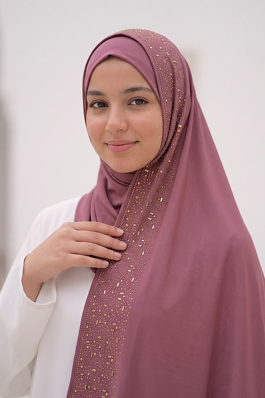 Rosewood Cascade hijab in a jersey, cotton and silk blend