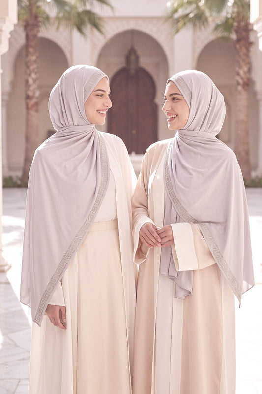 Al Emira Quartz Greek Keys hijab in a jersey, cotton and silk blend