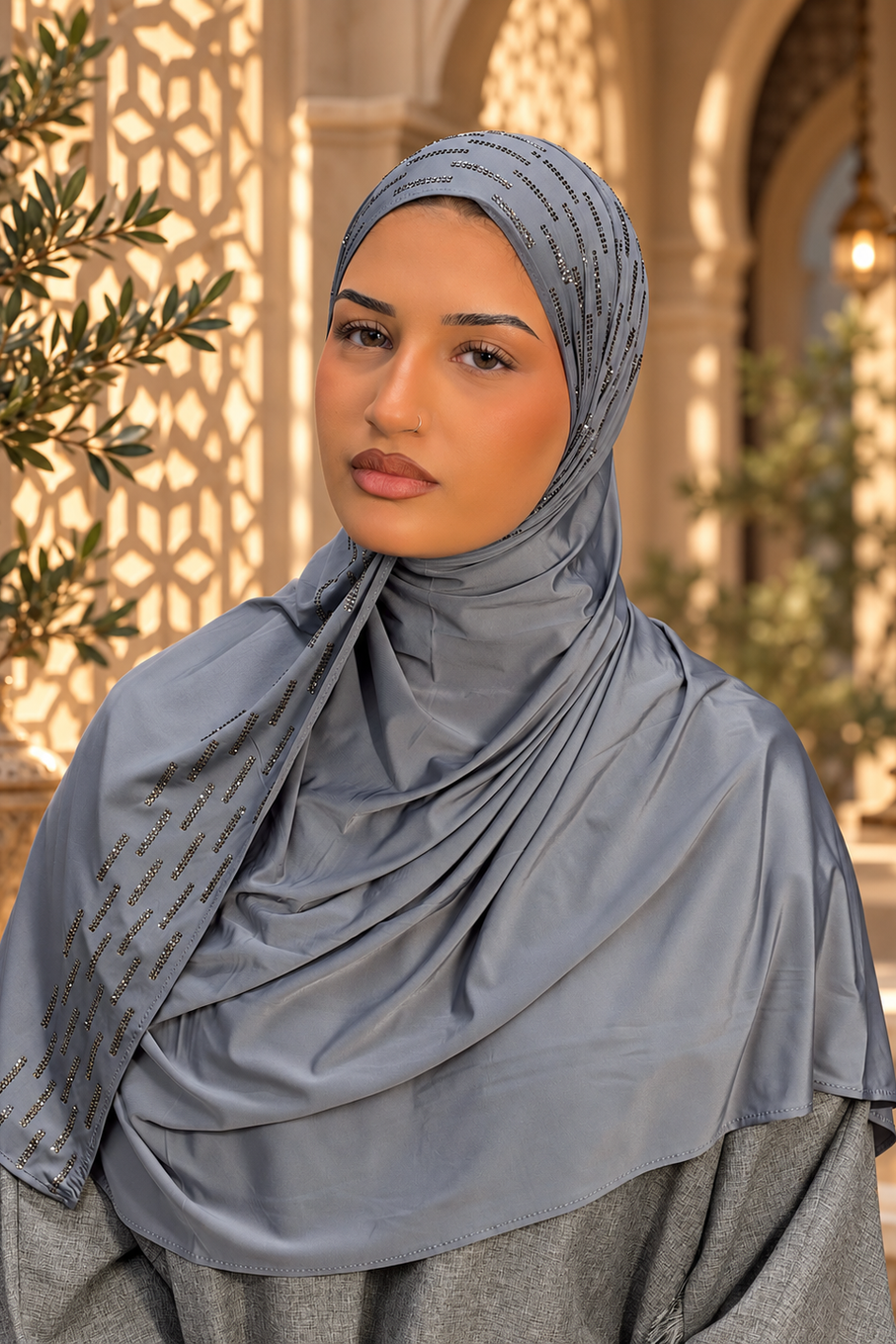 Periwinkle Rainfall liquid jersey hijab, view 2