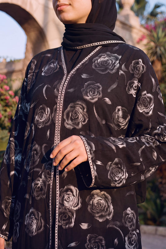 Rosette abaya in Onyx, view 2