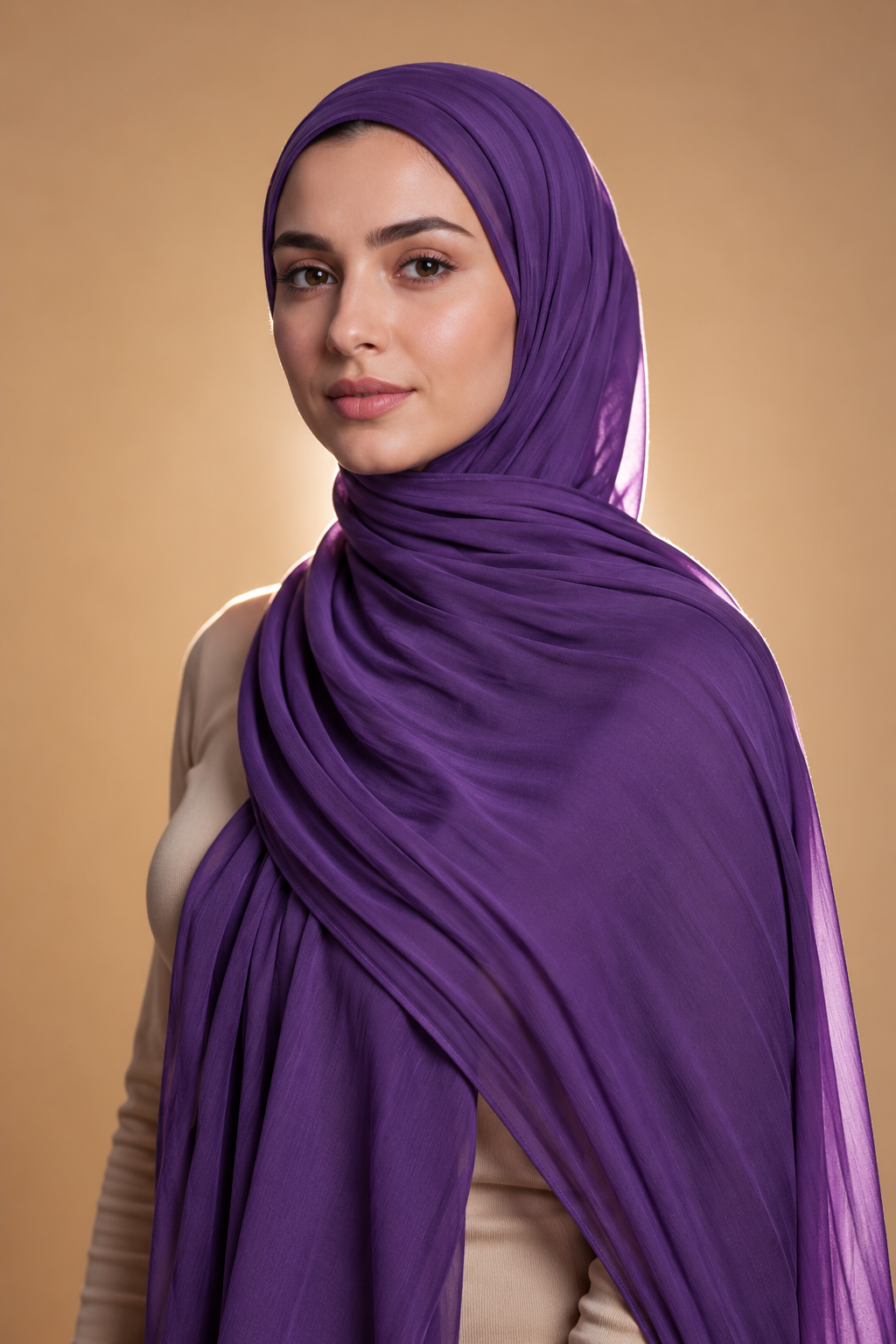 Purple soft stretch jersey hijab by Al Emira