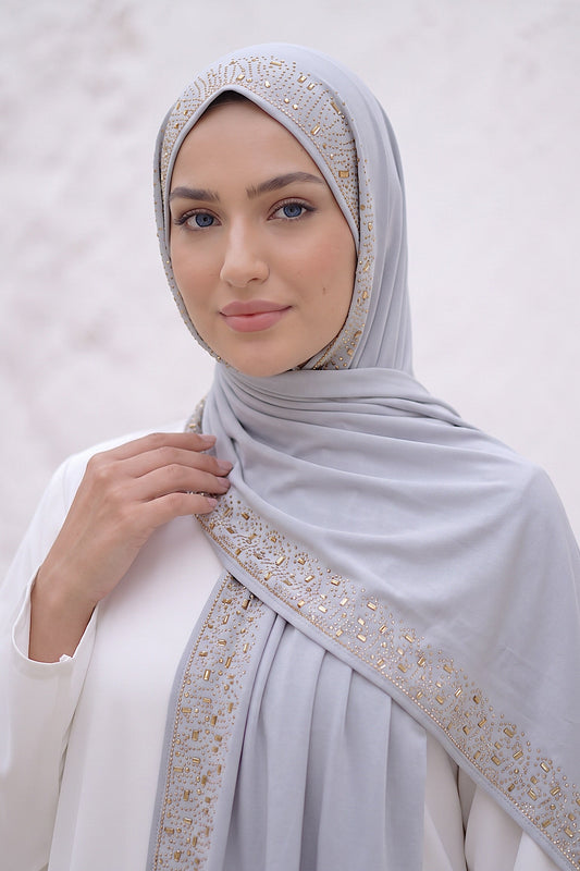Cloud Cascade hijab in a jersey, cotton and silk blend