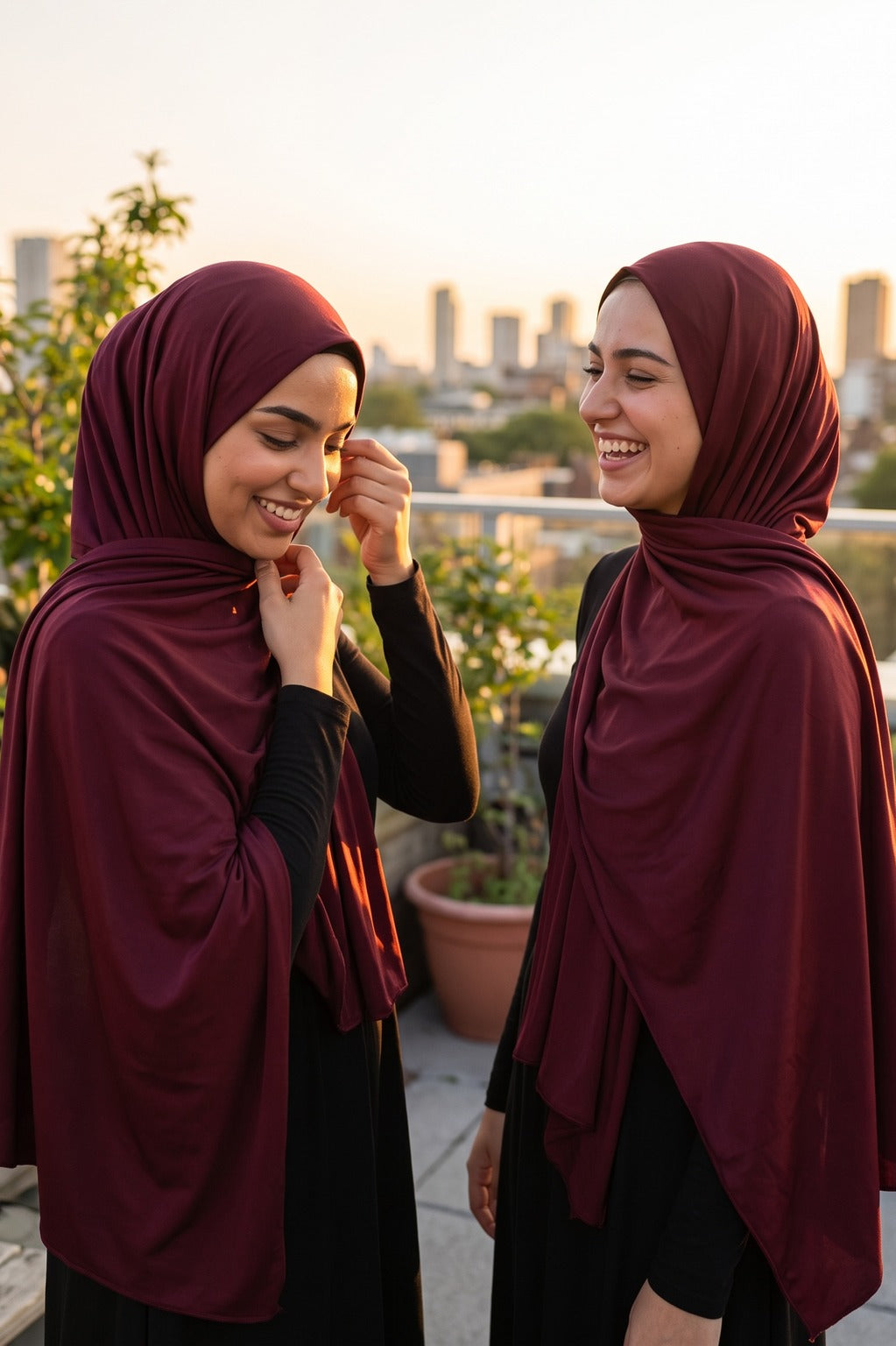 Al Emira Oxblood burgundy plain hijab for everyday wear