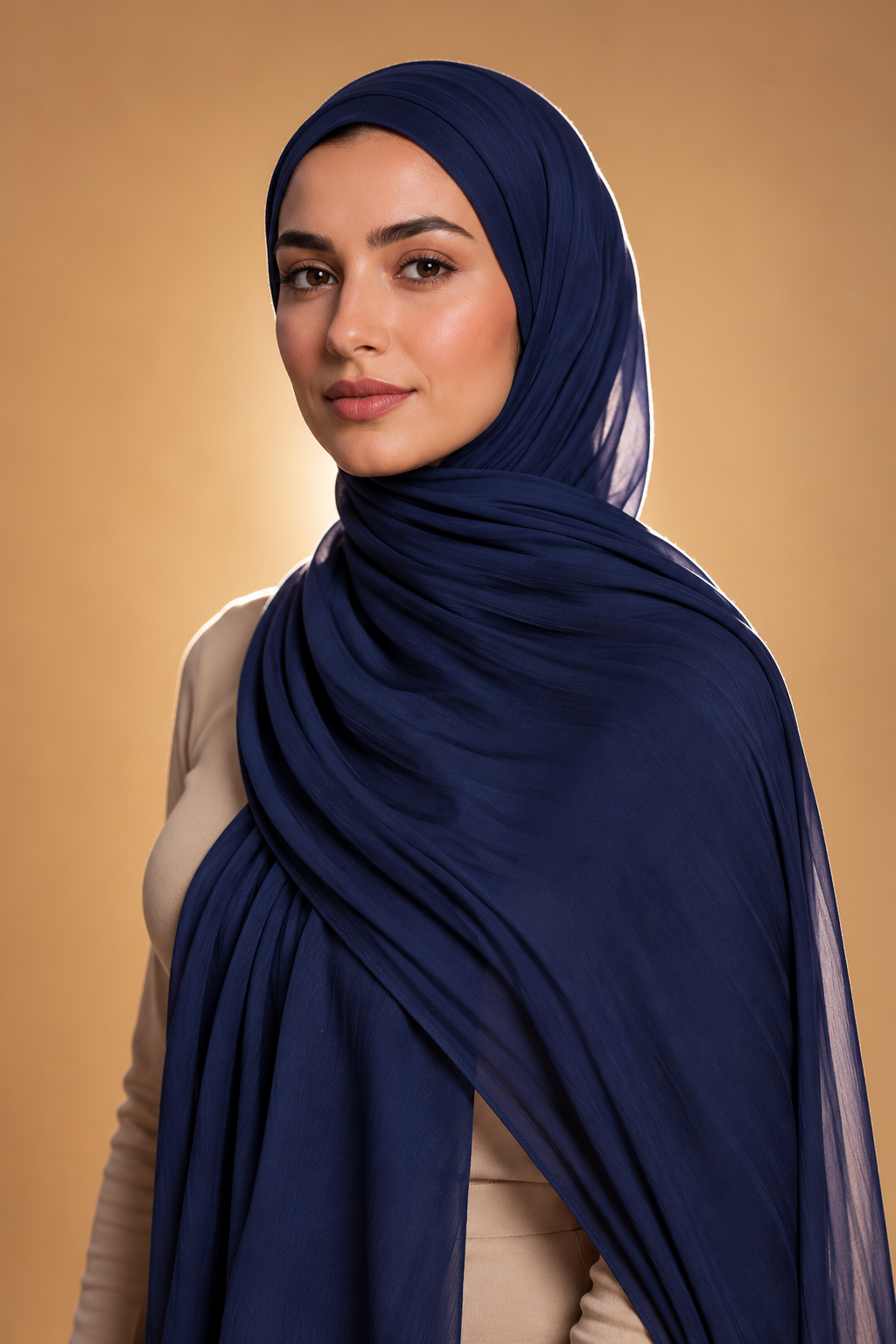 Navy soft stretch jersey hijab by Al Emira