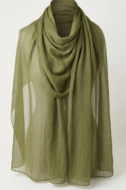 Another view of the Olive Green Crinkle Edition hijab