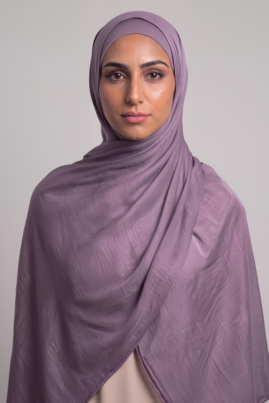 Muted Lavender Single Stitch Thai Modal hijab by Al Emira