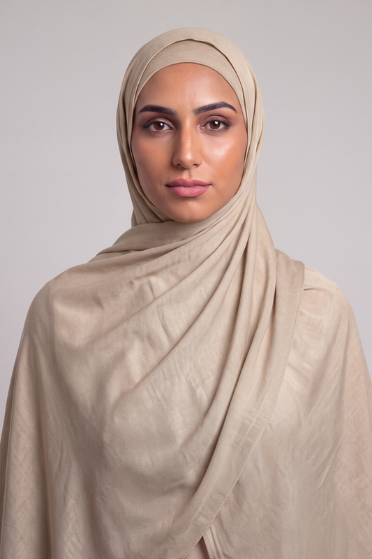 Oatmeal Single Stitch Thai Modal hijab by Al Emira