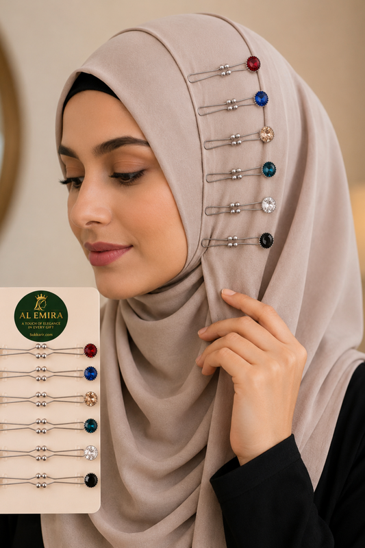 Al Emira crystal diamond U-shape hijab clips, set of 12