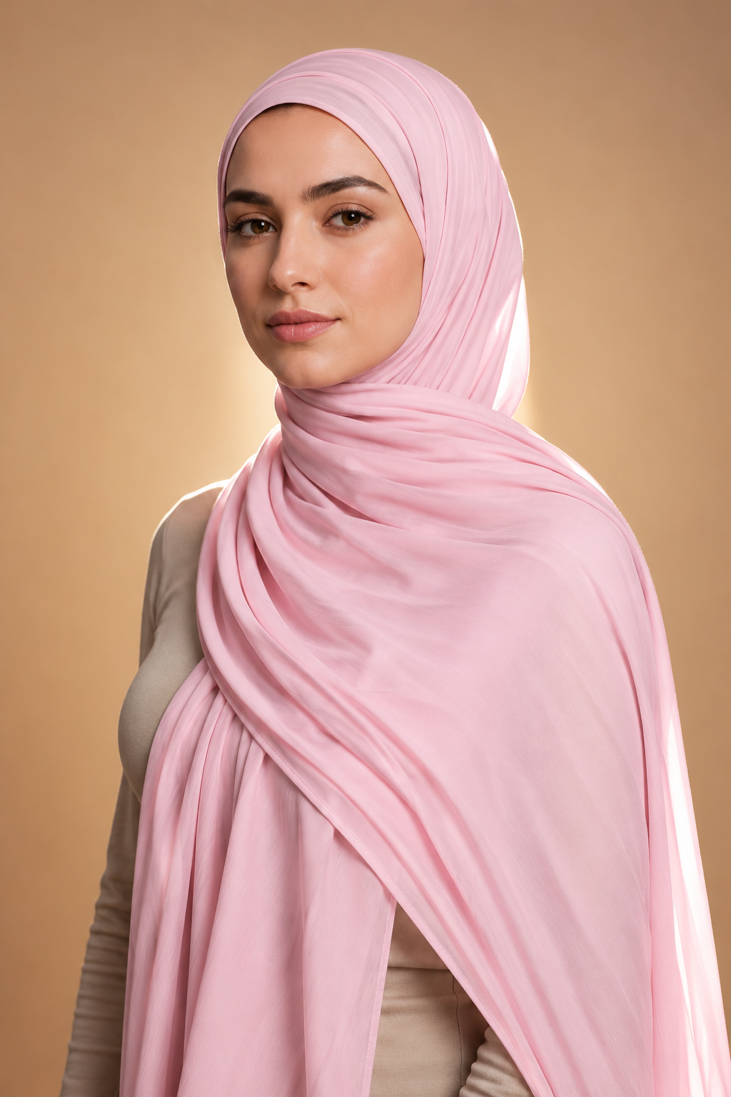 Pink soft stretch jersey hijab by Al Emira