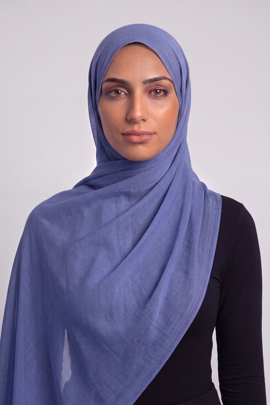 Dusty Indigo Double Stitch Thai Modal hijab by Al Emira