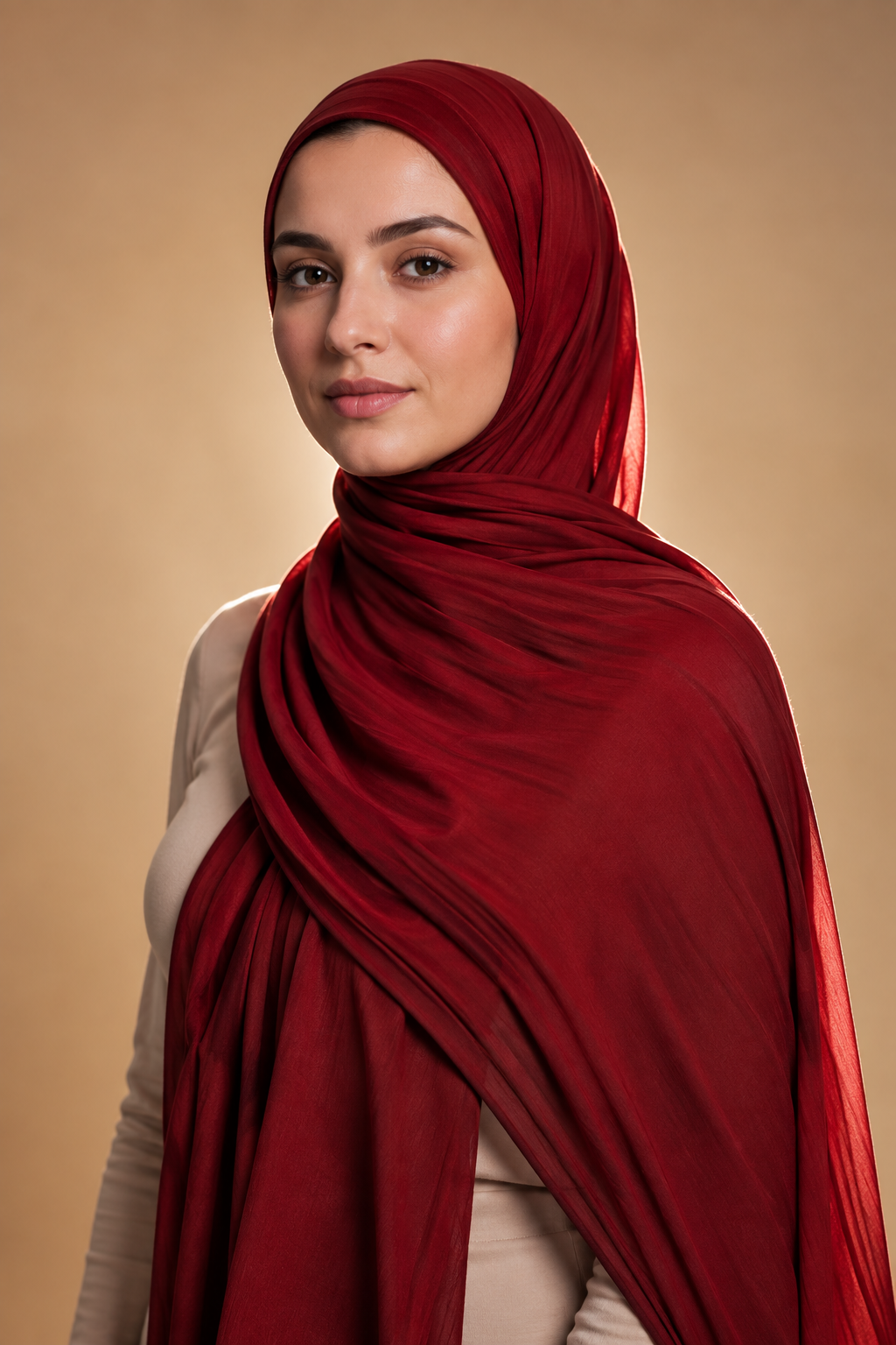 Burgundy soft stretch jersey hijab by Al Emira