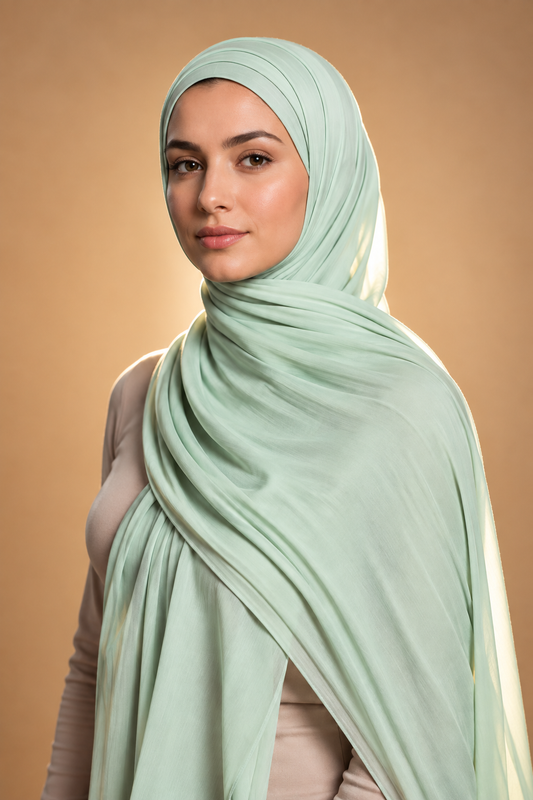 Sage green soft stretch jersey hijab by Al Emira