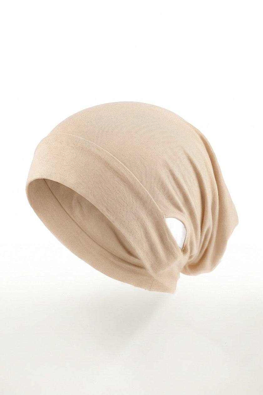 Sand ear free tube hijab under cap, second view