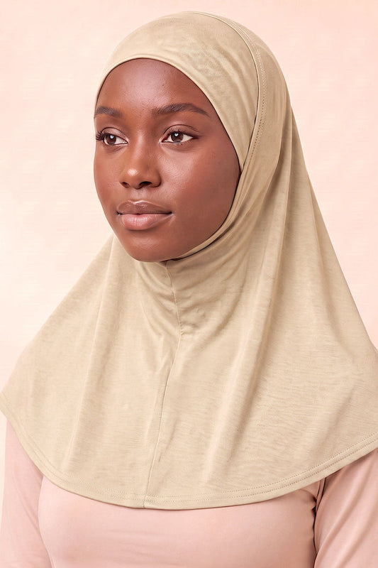 Sand adult full coverage hijab under cap