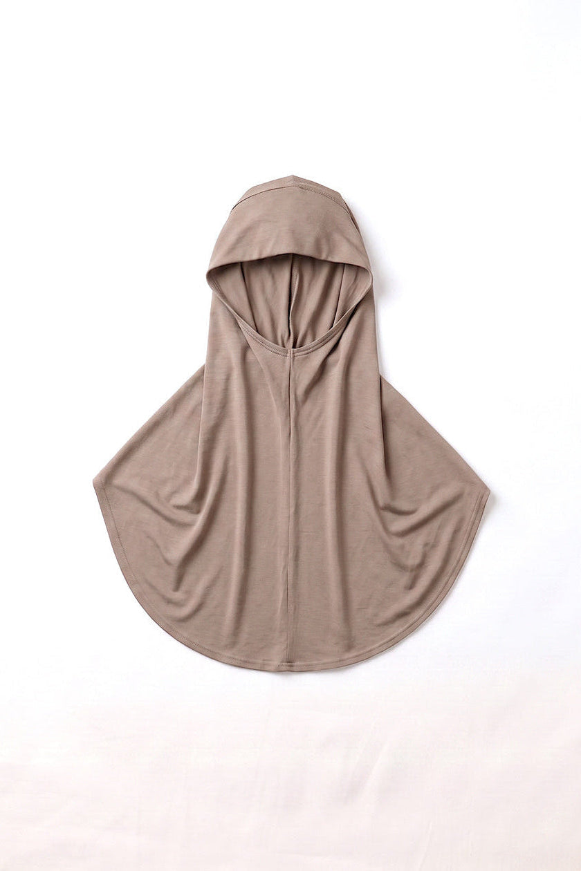 Mocha children's full coverage hijab under cap, second view