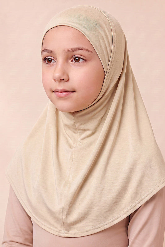 Sand children's full coverage hijab under cap