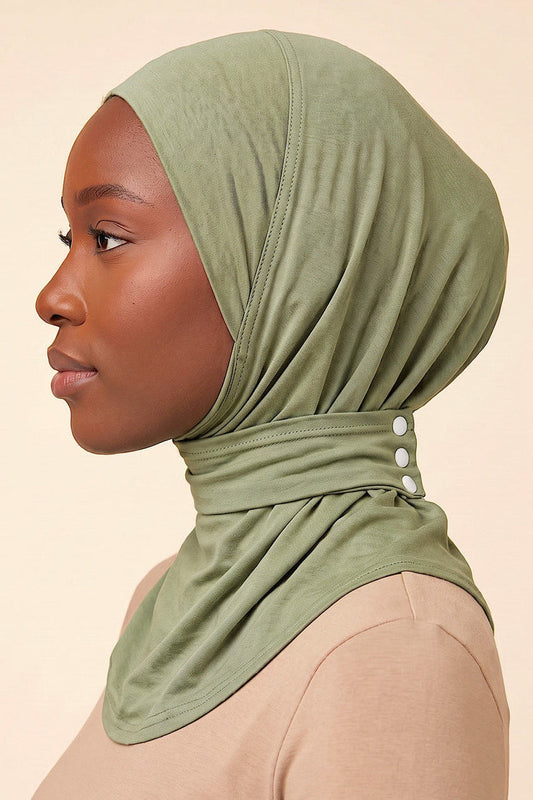 Desert sage adult snap hijab under cap