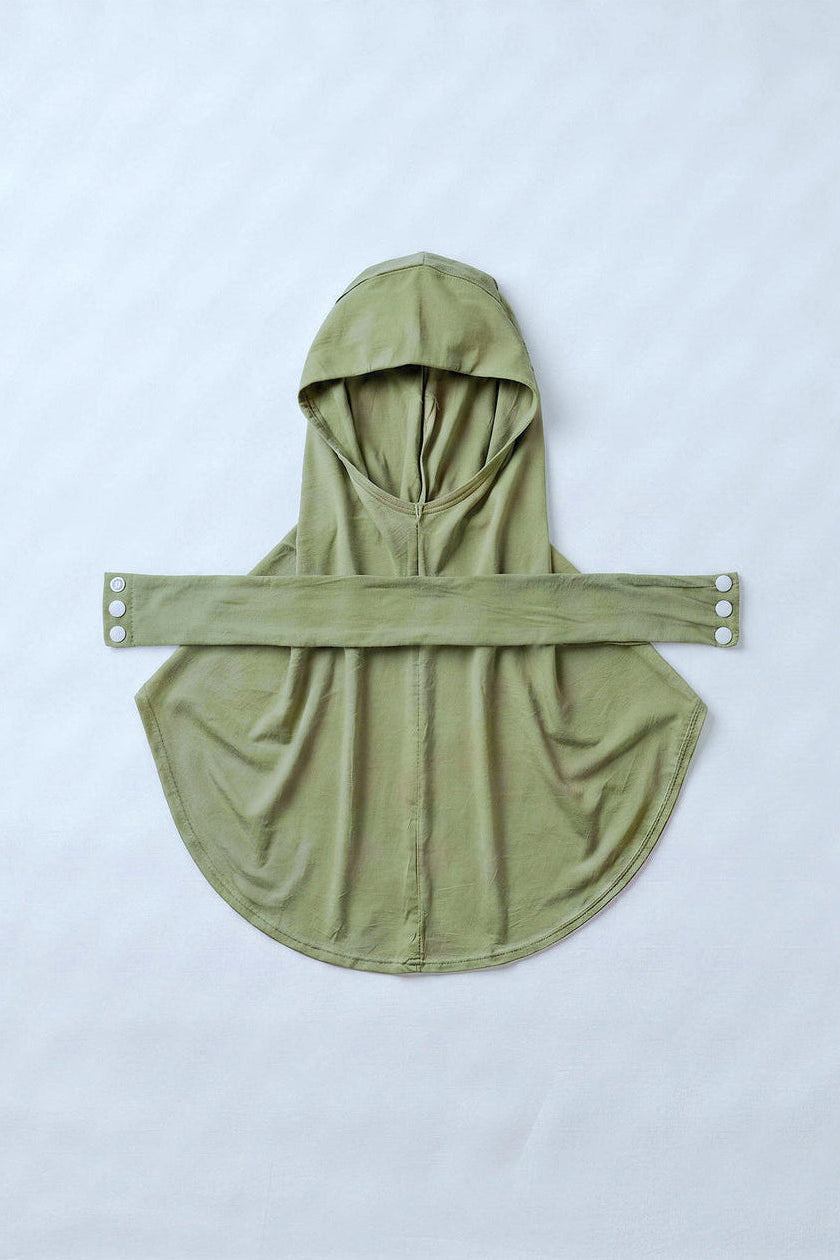 Desert sage adult snap hijab under cap, second view