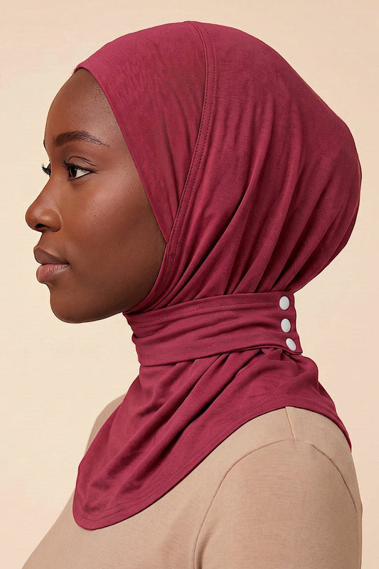 Mulberry adult snap hijab under cap