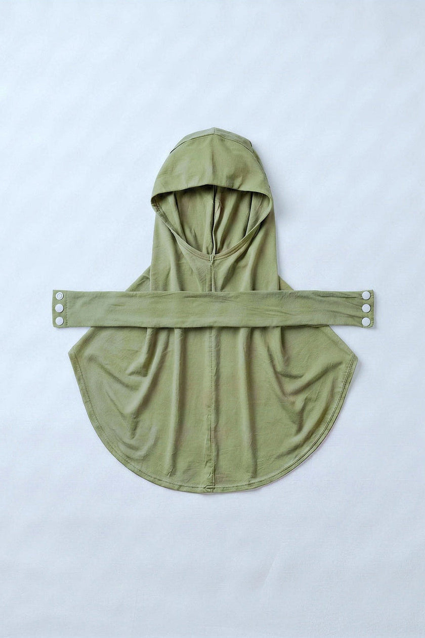 Desert sage children's snap hijab under cap, second view