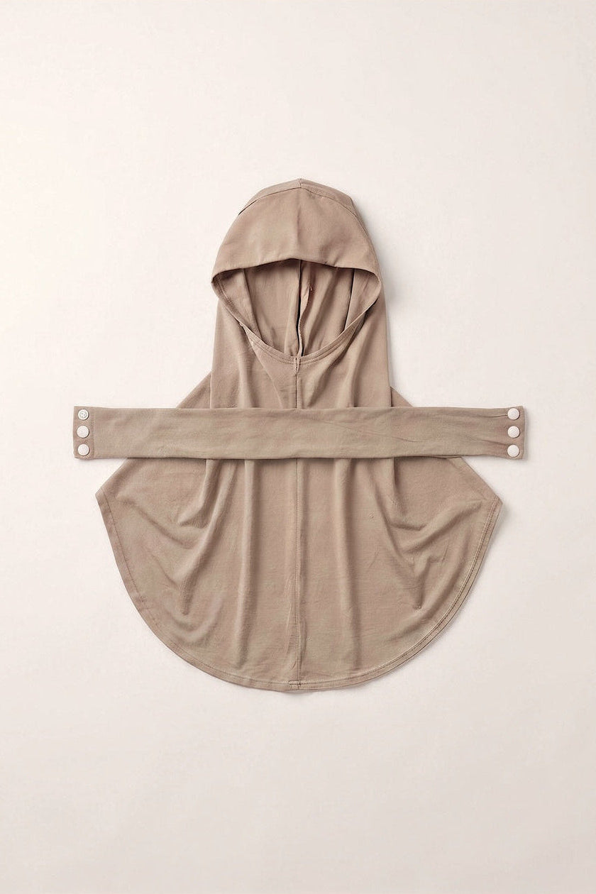 Mocha children's snap hijab under cap, second view