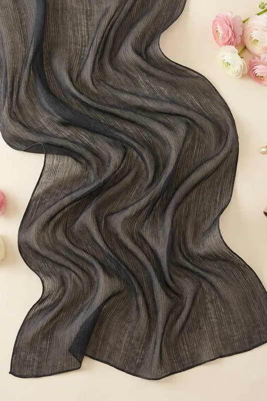 Another view of the Charcoal Black Crinkle Edition hijab