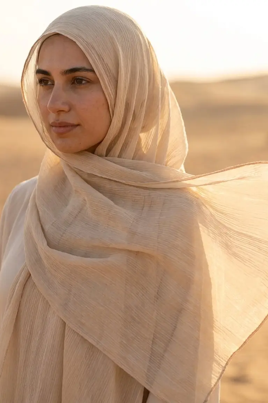 Champagne Beige Crinkle Edition Thai Modal hijab by Al Emira