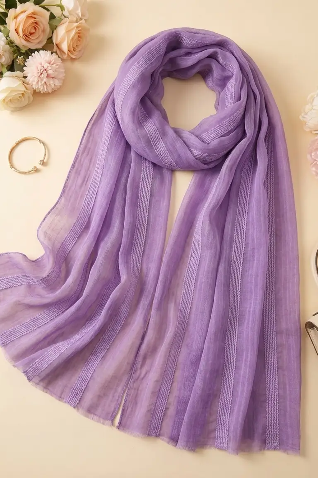 Violet purple dobby textured modal hijab, 190 x 85cm