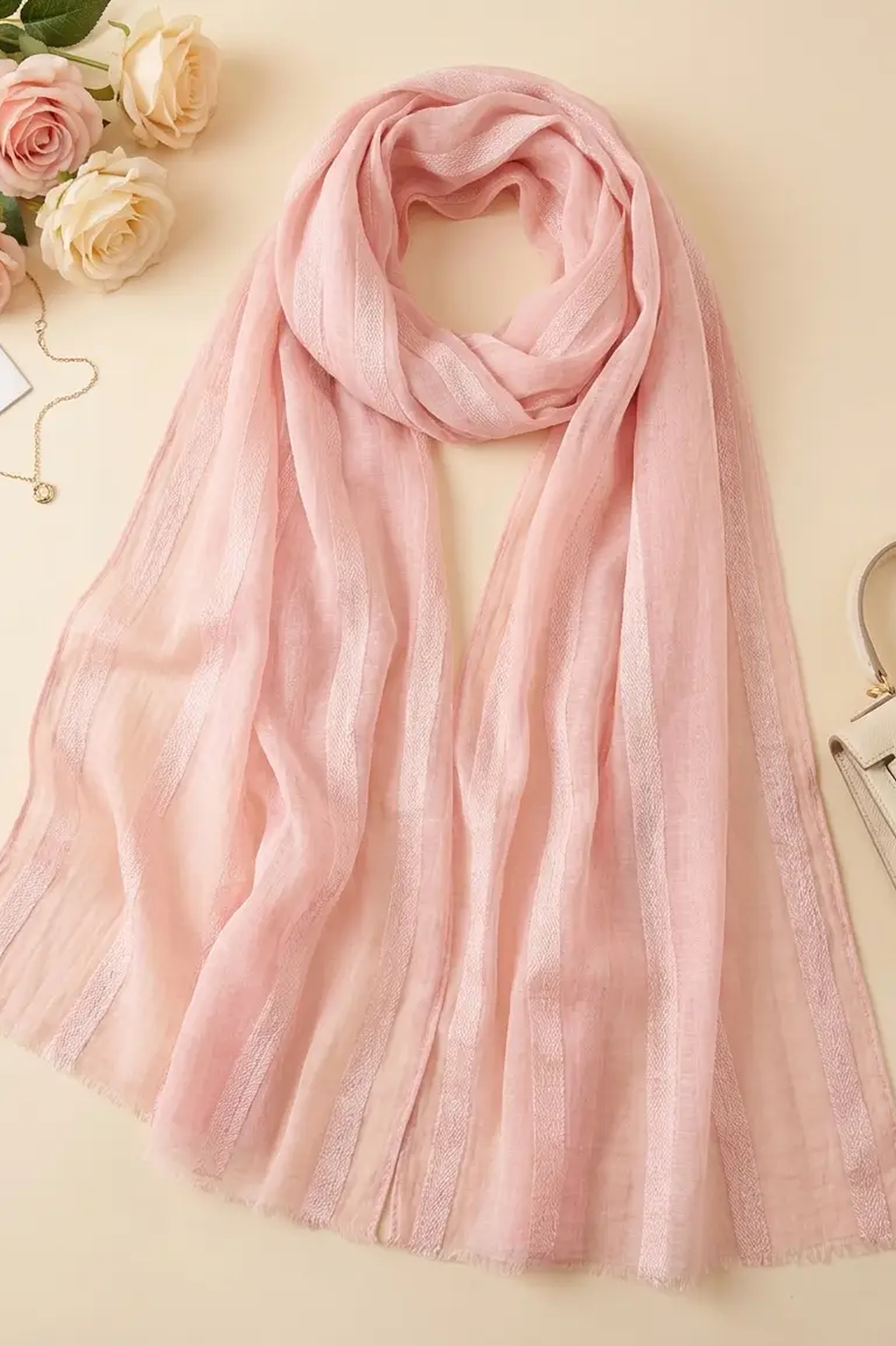 Blush pink dobby textured modal hijab, 190 x 85cm
