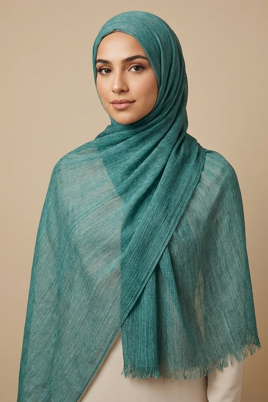 Emerald Teal Slub Weave Edition Thai Modal hijab by Al Emira