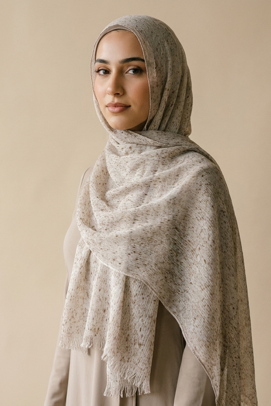 Another view of the Mushroom Stonewash Speckle hijab