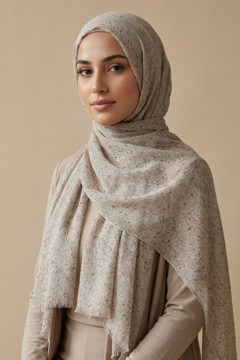 Mushroom Stonewash Speckle hijab, alternate view