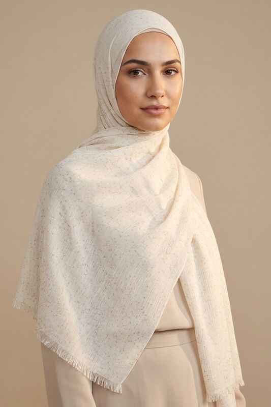 Ivory Stonewash Speckle Edition Thai Modal hijab by Al Emira