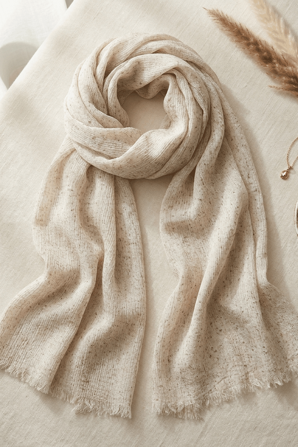 Oatmeal stonewash speckle modal hijab, 190 x 85cm