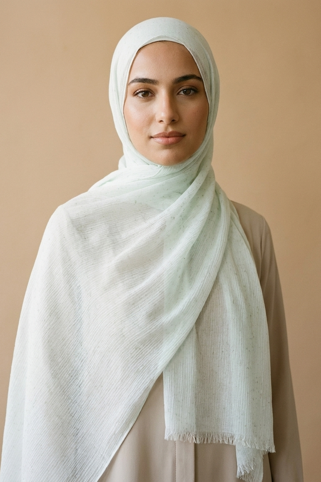 Pale mint stonewash speckle modal hijab, 190 x 85cm