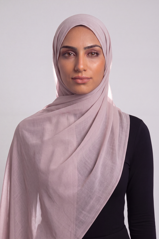 Rose Quartz Double Stitch Thai Modal hijab by Al Emira
