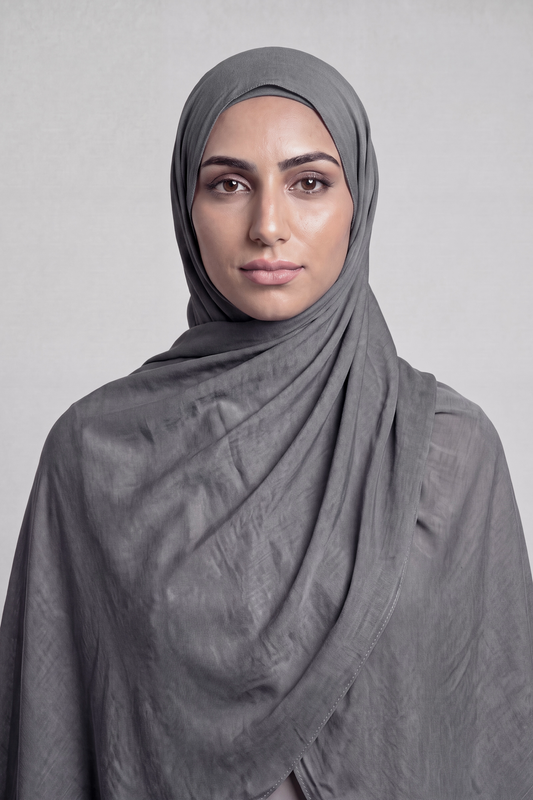 Slate Grey Single Stitch Thai Modal hijab by Al Emira