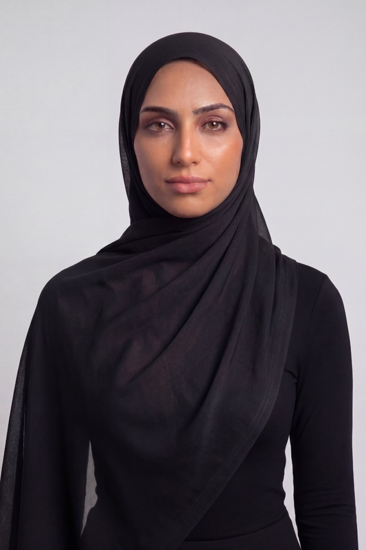 Smoky Obsidian Double Stitch Thai Modal hijab by Al Emira