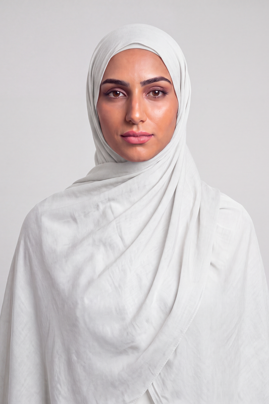 Soft White Single Stitch Thai Modal hijab by Al Emira