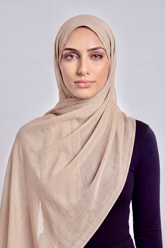Warm Sand Double Stitch Thai Modal hijab by Al Emira